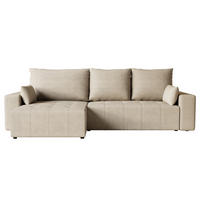 ECKSOFA Tico mit Bettkasten und Schlaffunktion, L-Form/XL-Form, Velourstoff, Universal - Beige, Holzwerkstoff (276/145cm) - 4ALL HOME