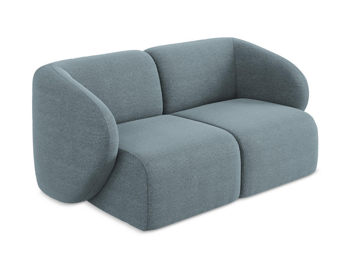 2-SITZER-SOFA Bouclé Stoff Blau - Blaugrau/Schwarz, Holzwerkstoff/Kunststoff (174/75/94cm) - Makamii