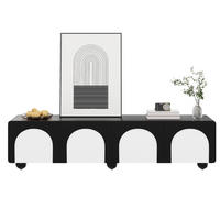LOWBOARD 180/38/45 cm Schwarz/Weiß aus MDF und PB mit 2 Schubladen und Kabelmanagement - Schwarz, Holzwerkstoff (38/45/180cm) - OKMYHOME