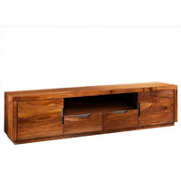 TV-BOARD Sheesham 200x45x50 walnuss lackiert DUKE #123 - Dunkelbraun, Holz (200/50/45cm) - Massivmoebel24
