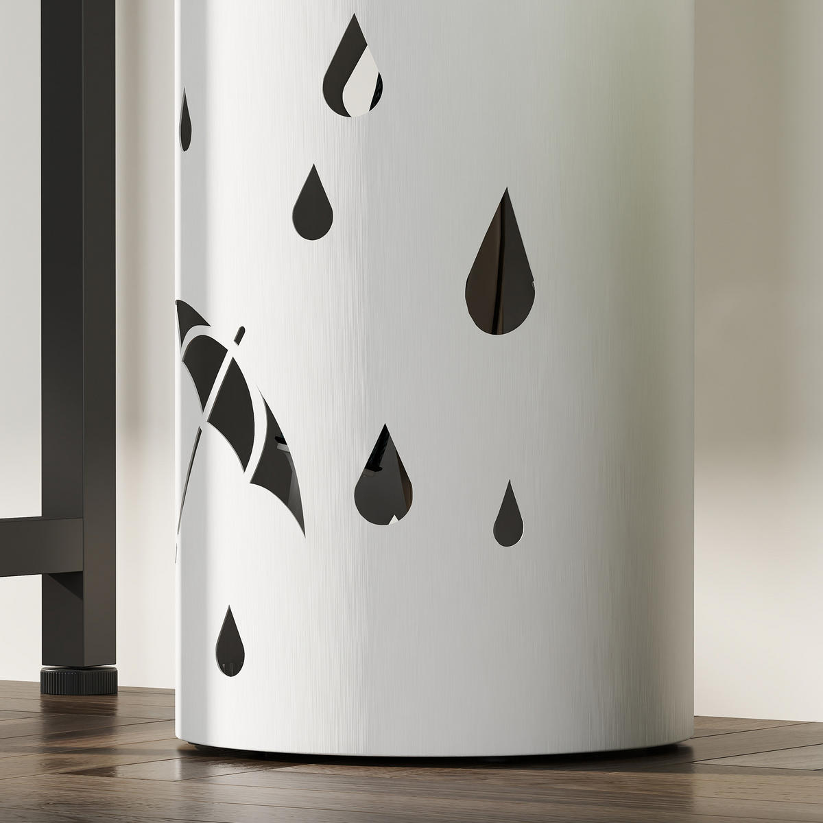 SCHIRMSTÄNDER DE-16793 Zylindrisch, 4 Haken, tropffrei Weiß - Schwarz, Metall (17/41/17cm) - ComfortXL