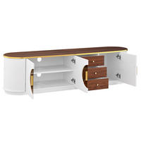 TV-ELEMENT 180/40/46 cm Weiß mit 3 Schubladen und Aluminiumgriffe - Weiß, Holz (180/46/40cm) - Oxeza