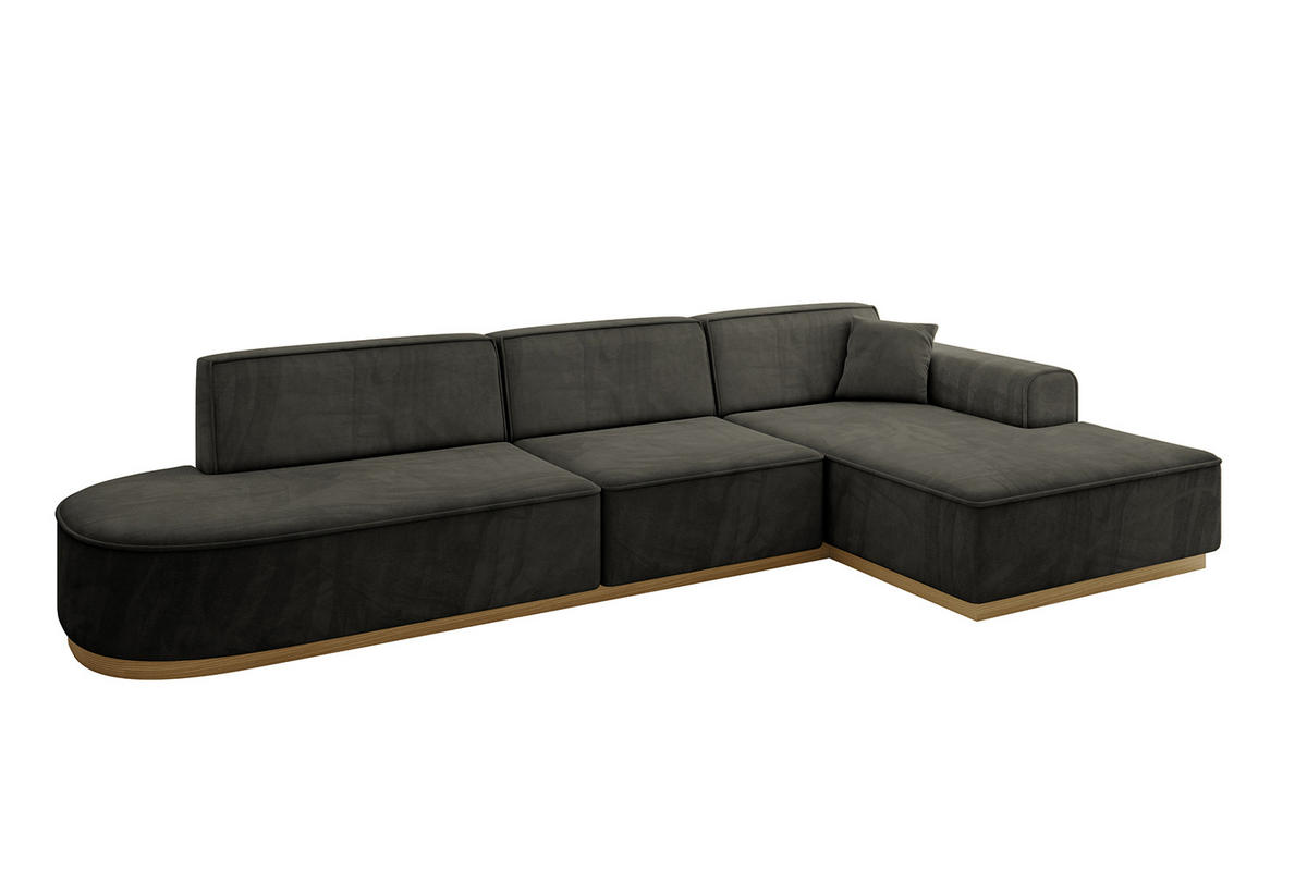 ECKSOFA Ottomane Rechts IREA-L2-v2 - 327x165x80 cm Schwarz - Schwarz, Holzwerkstoff/Textil (327/165cm) - ALTDECOR