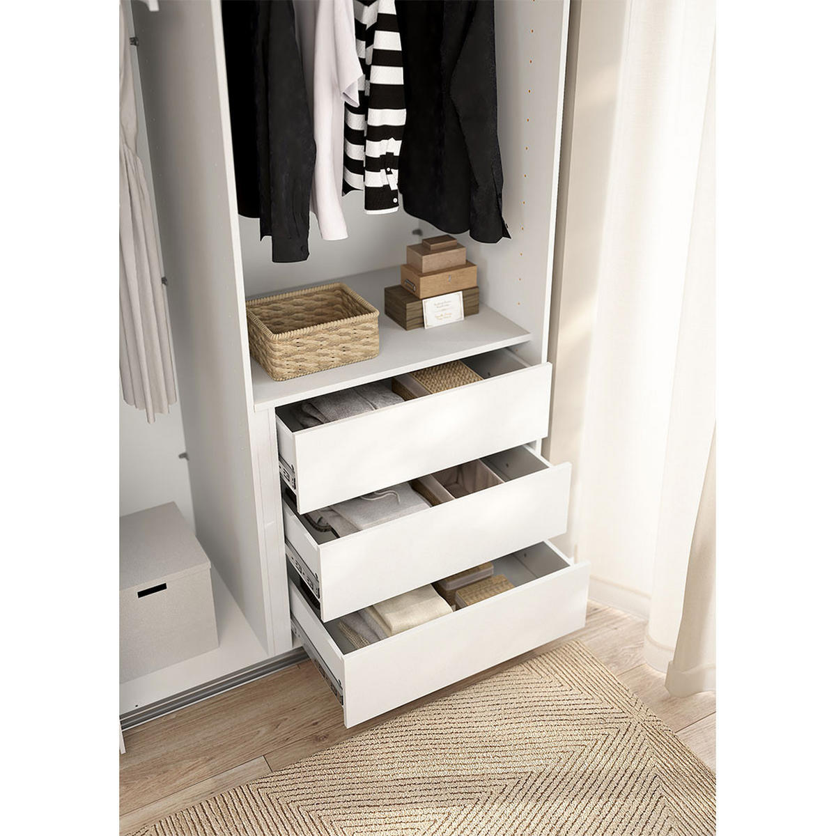 SCHUBLADENEINSATZ, Catania, Weiß, Holzwerkstoff, 70 x 55 x 72 cm - Weiß, Holzwerkstoff (70/72/55cm) - ebuy24