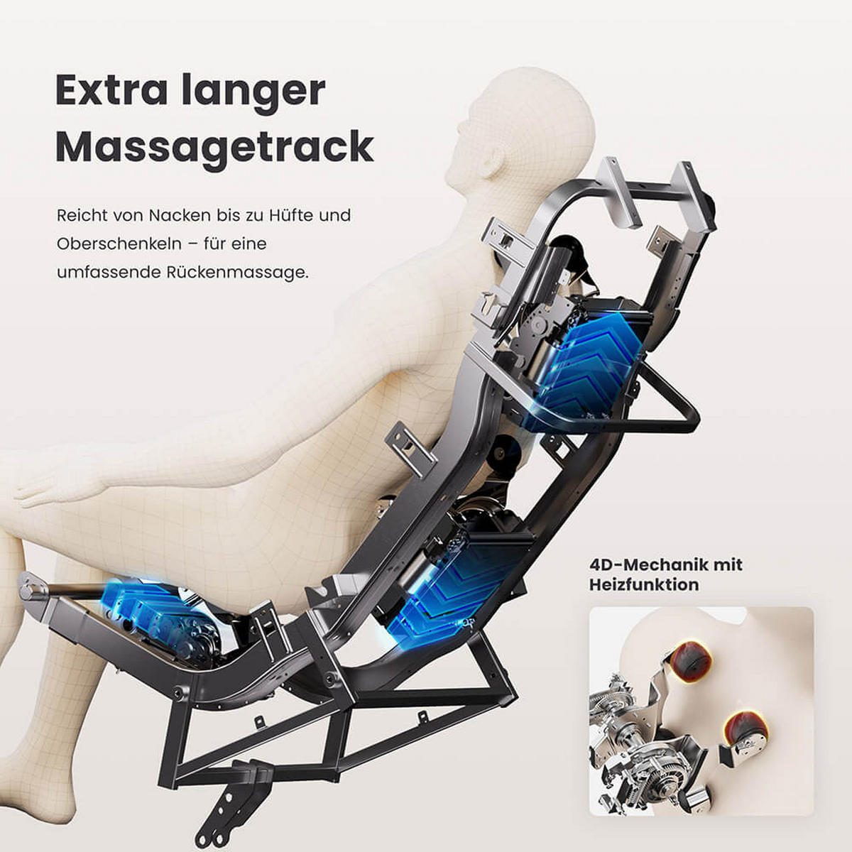 MASSAGESESSEL ALVINA mit Premium Webstoffpolsterung - Beige - Beige, Kunststoff (76.7/157/116cm) - Home Deluxe