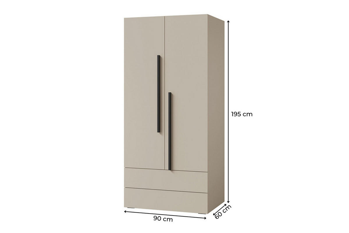 KINDERKLEIDERSCHRNAK LIMA 02 90/195/60 cm in Kaschmir - Kaschmir, Holzwerkstoff (90/195/60cm) - Deine Möbel 24