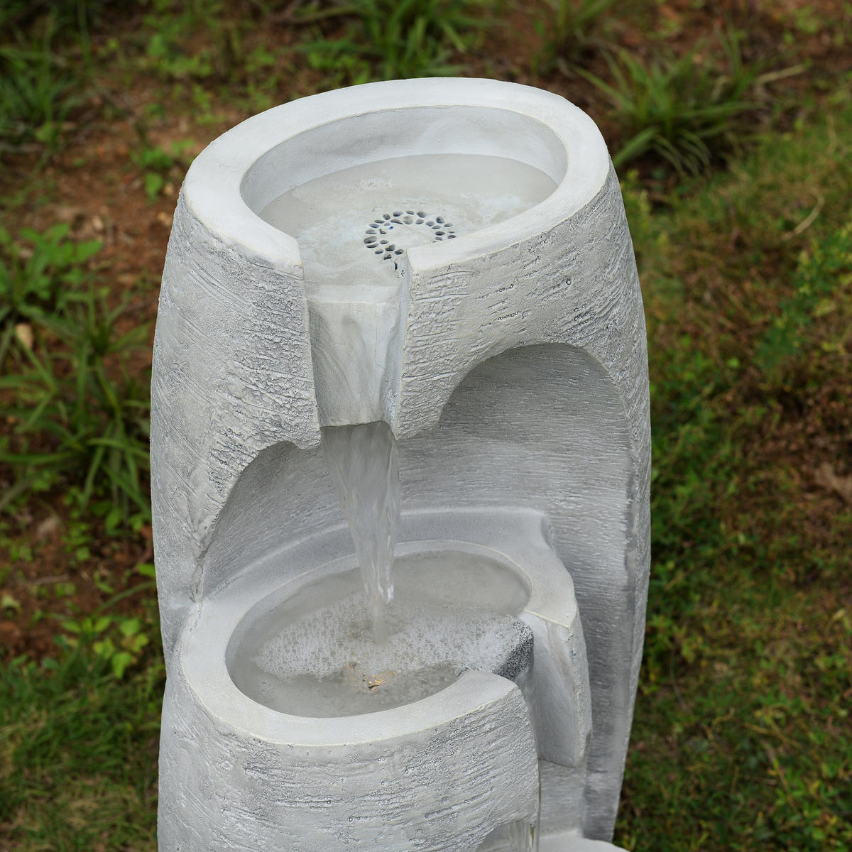 GARTENBRUNNEN 3-stufig grau - Grau, Kunststoff (35/36/71cm) - Teamson Home