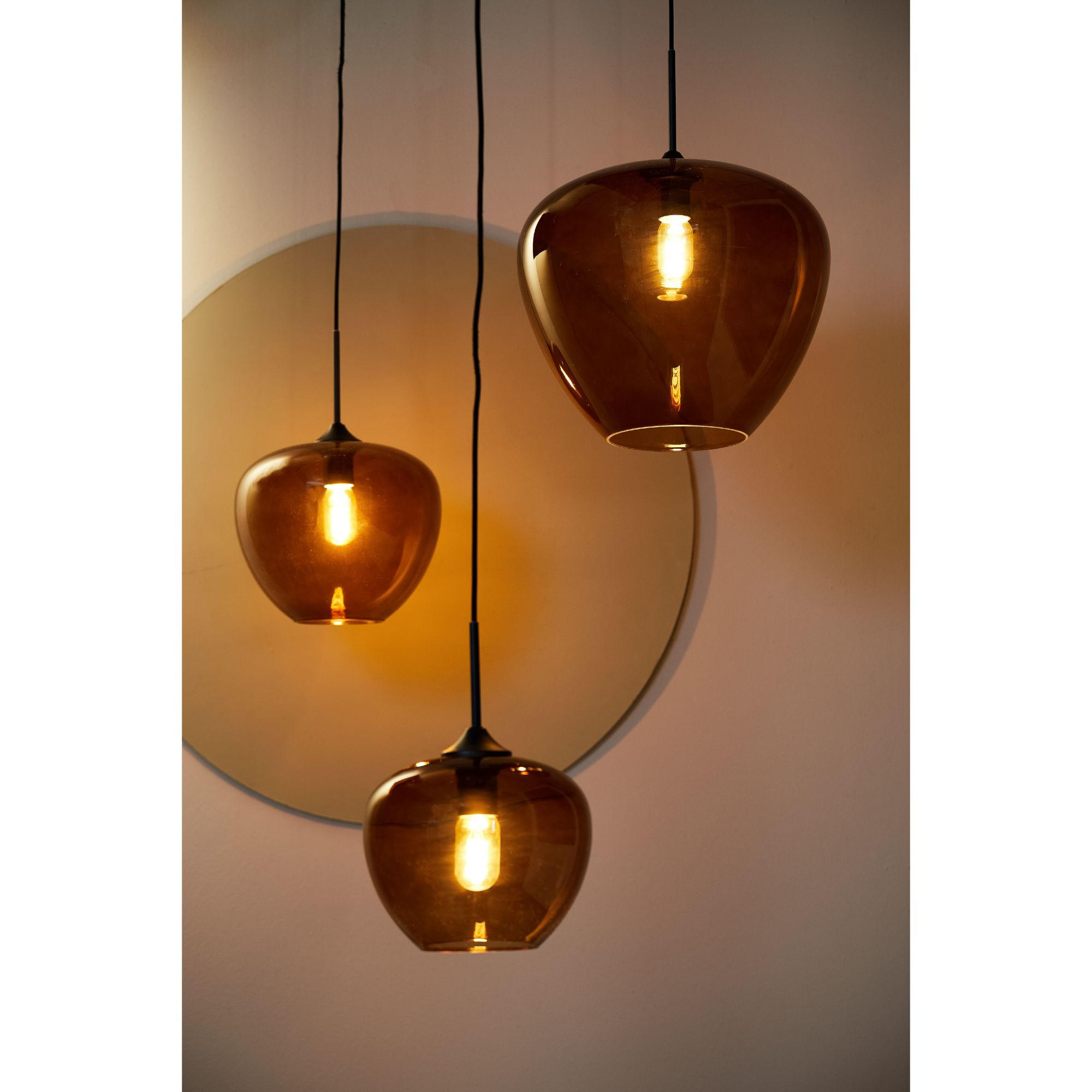 HÄNGELAMPE Mayson Braun Ø40/34 cm - Braun, Glas (40/40/34cm) - Light & Living