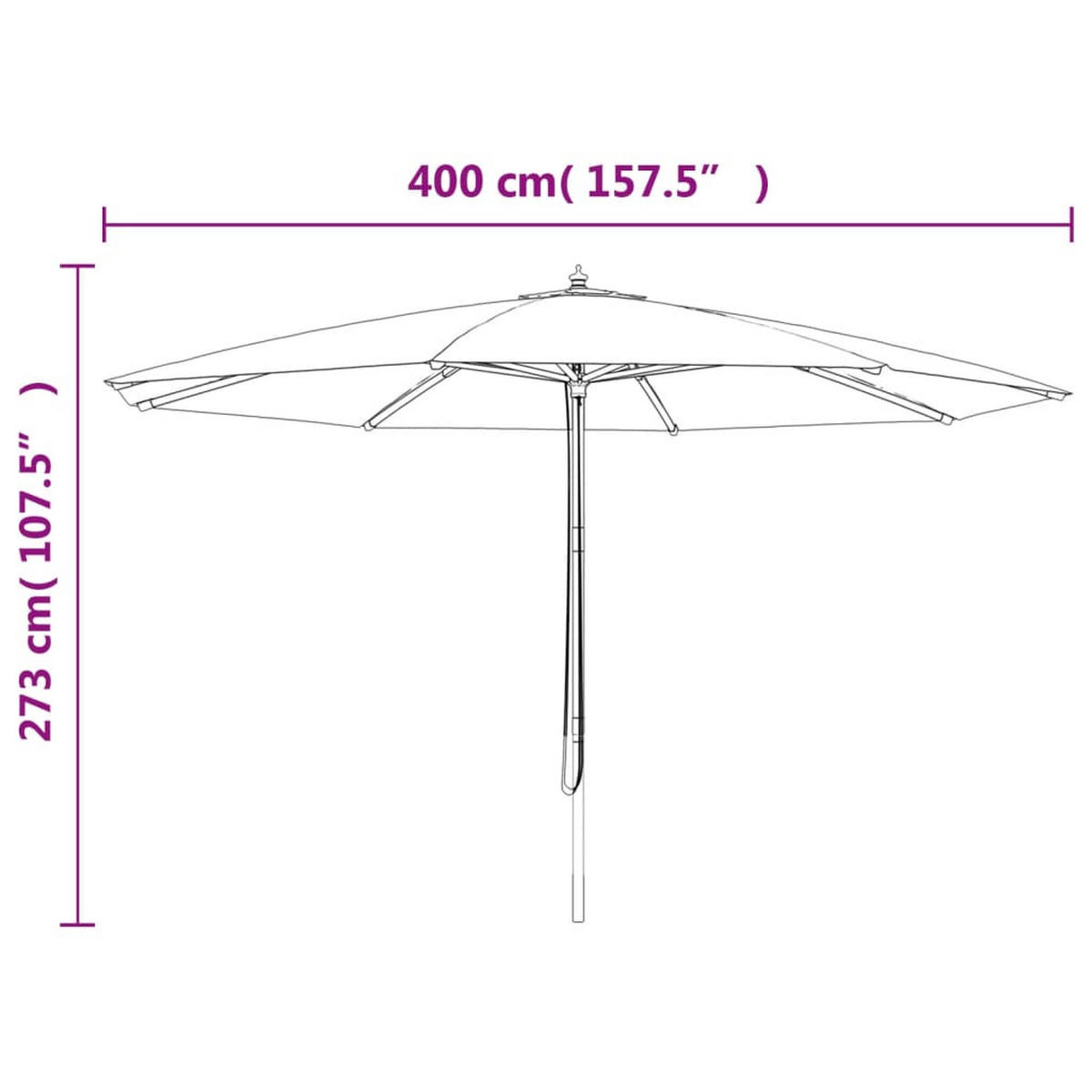 SONNENSCHIRM Mit Holzmast Sandfarben 400/273 Cm - Weiß, Holz (400/400cm) - vidaXL
