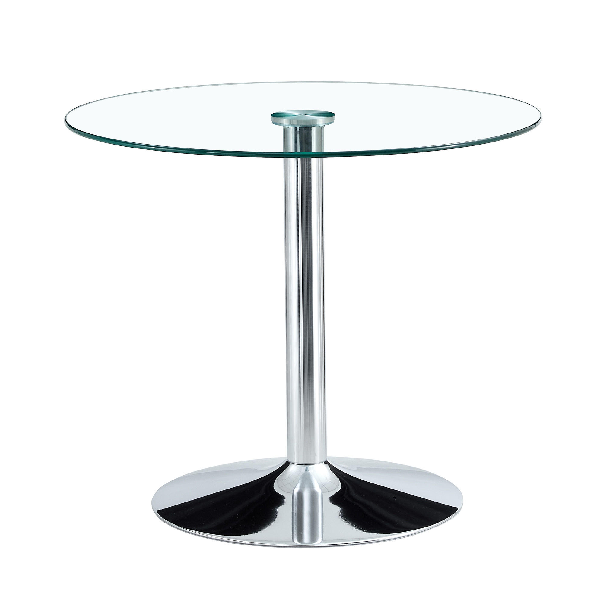 BARTISCH 85/85/76 cm Transparent Silber Glastisch mit Metallfuß - Silberfarben, Glas (85/85/76cm) - OKWISH