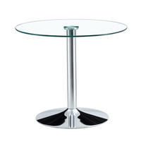 BARTISCH 85/85/76 cm Transparent Silber Glastisch mit Metallfuß - Silberfarben, Glas (85/85/76cm) - OKWISH