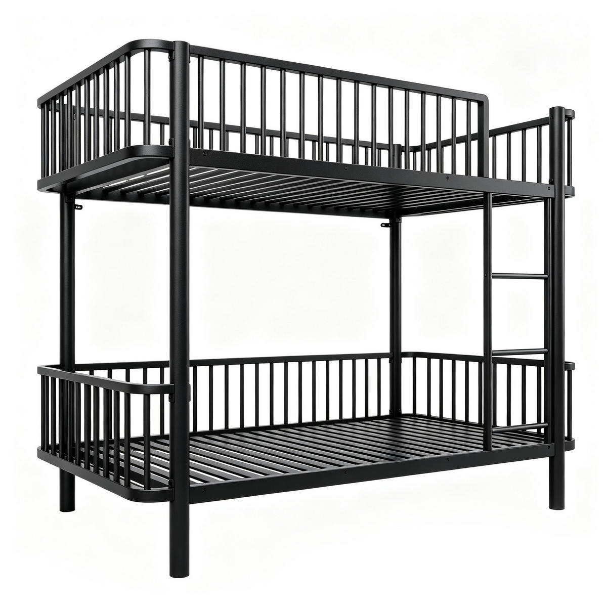 METALL-ETAGENBETT 90*200 mit Schutzgitter, Schwarz - Schwarz, Metall (90/200cm) - FLIEKS