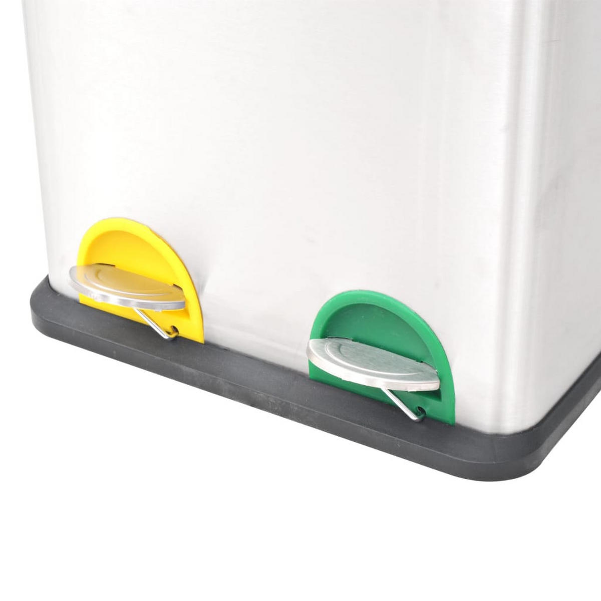 MÜLLEIMER 2 Fächer Edelstahl 2x 18L - Silberfarben, Metall (41/56.5/34.5cm) - DELUKE