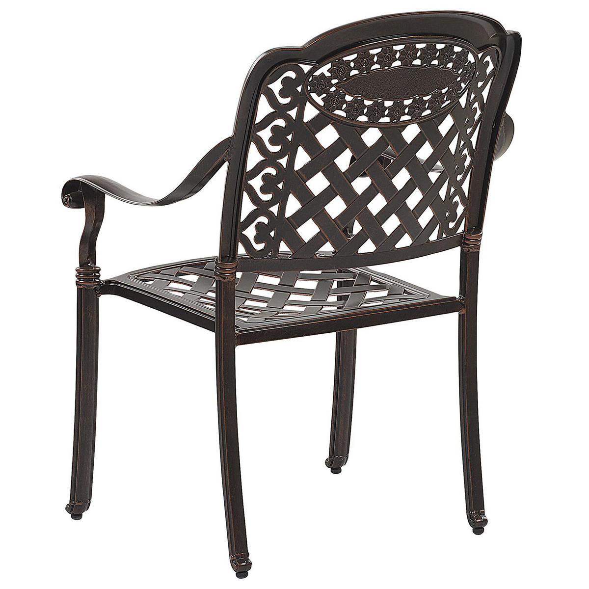 GARTENSTUHL 4er-Set Aluminium dunkelbraun Manfria - Dunkelbraun, Metall (53/92/64cm) - Beliani