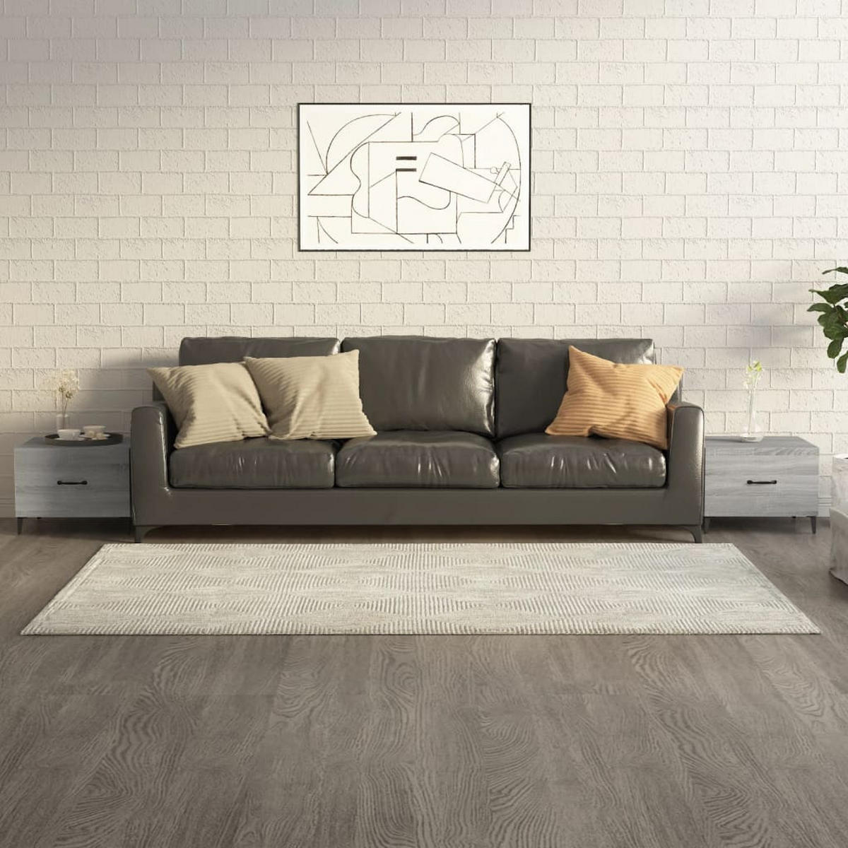 COUCHTISCHE mit Metallbeinen 2 Stk. Grau Sonoma 50x50x40 - Grau, Holzwerkstoff (50/50/40cm) - furnicato