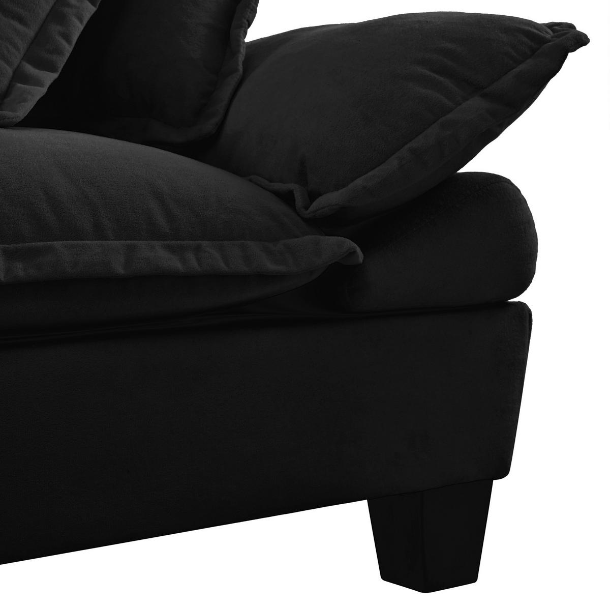 SOFA 3-Sitzer Modulsofa 263 x 82 x 90 cm Chenille Schwarz - Schwarz, Holzwerkstoff (82/90/263cm) - Meubliv