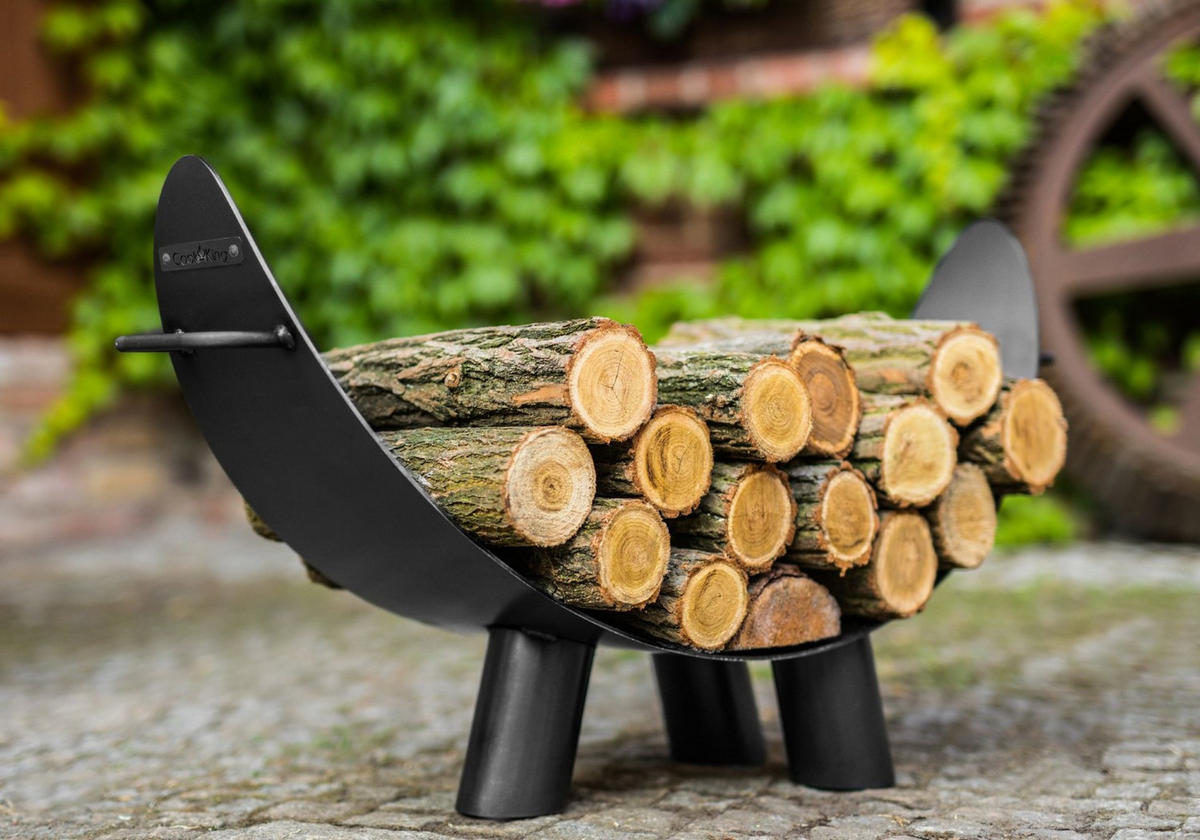 KAMINHOLZREGAL Colorado Stahl schwarz 70 cm - Schwarz, Metall (70/25/44cm) - Mr. Deko