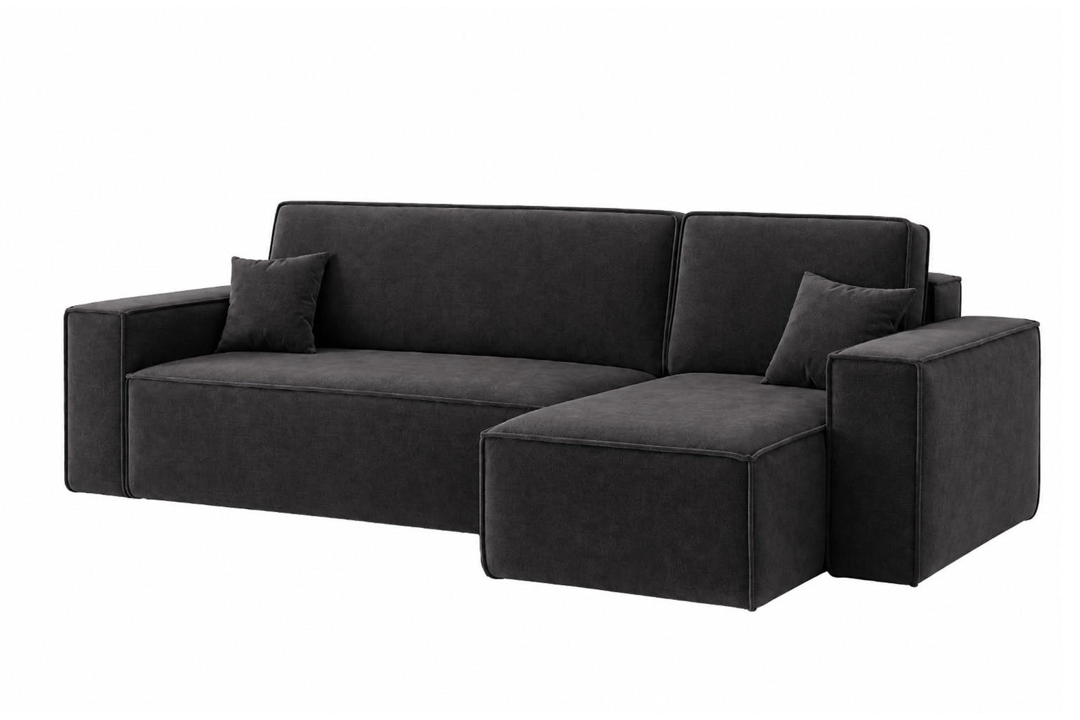 ECKSOFA L-Form Mit Schlaffunktion Und Bettkasten, Veloursstoff Bluvel, Schwarz, Rechts, BEST XL - Schwarz, Holz (274/142cm) - Kaiser Möbel