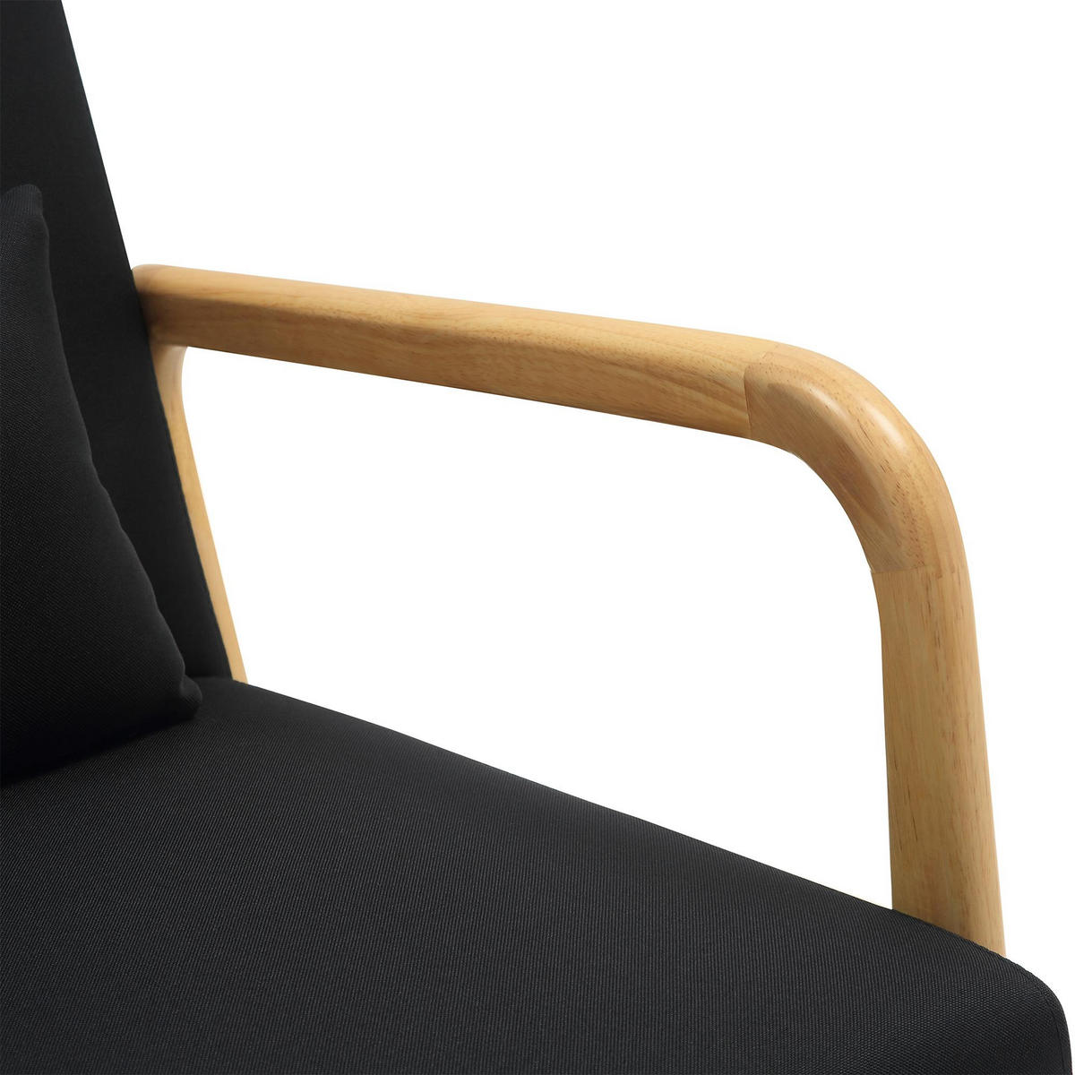 SESSEL Holz schwarz - Eukalyptusholzfarben/Schwarz, Holz/Textil (64/74/80cm) - CLP