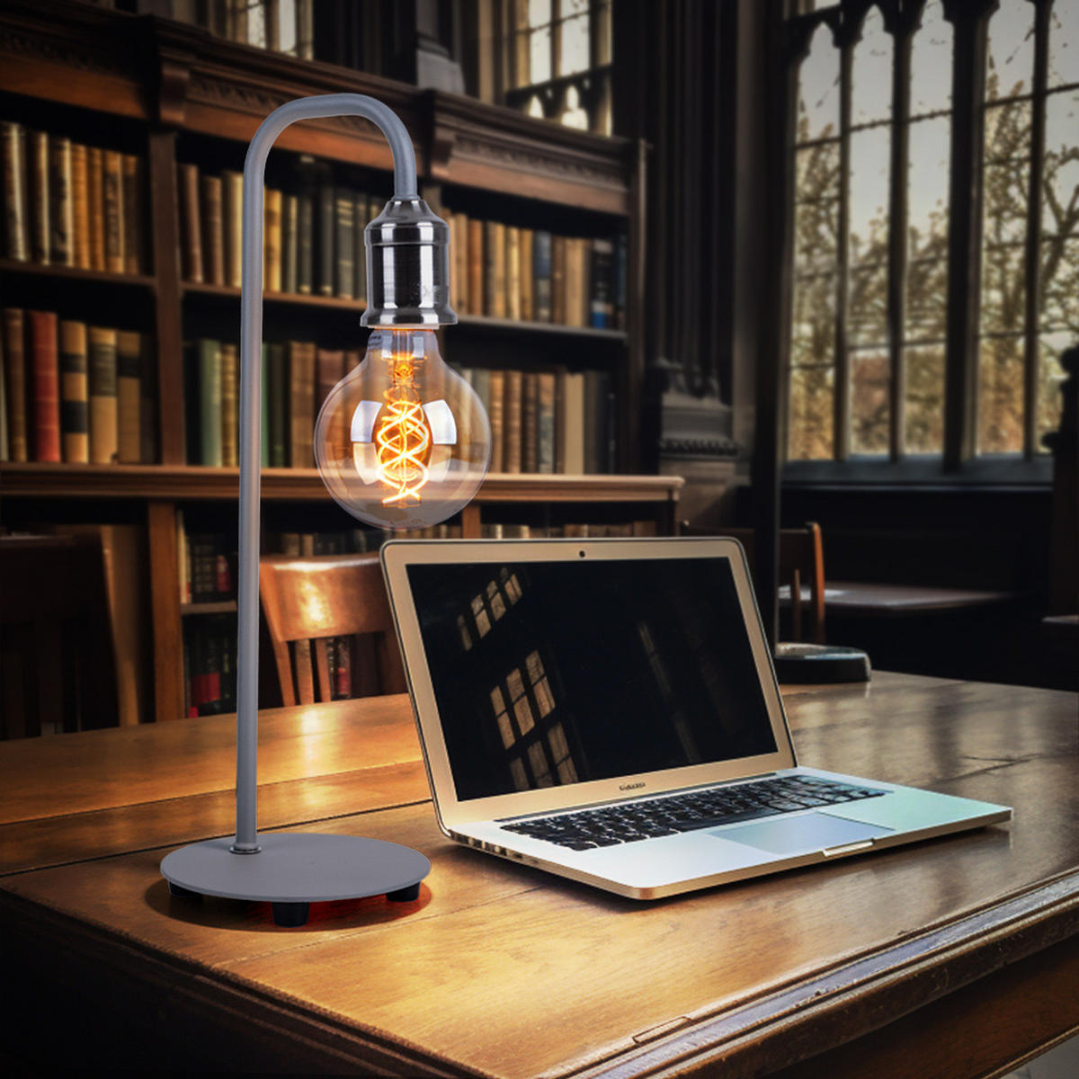 LED TISCHLEUCHTE Florida Grau Nickel matt - Grau, Metall (16.4/15/43.8cm) - Globo Lighting