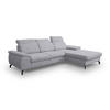 ECKSOFA MALIBU mit Schlaffunktion und Bettkasten, Farbe: Helgrau, Velourstoff, Ottomane Rechts - Hellgrau, Textil (276/184cm) - VENASI MÖBEL