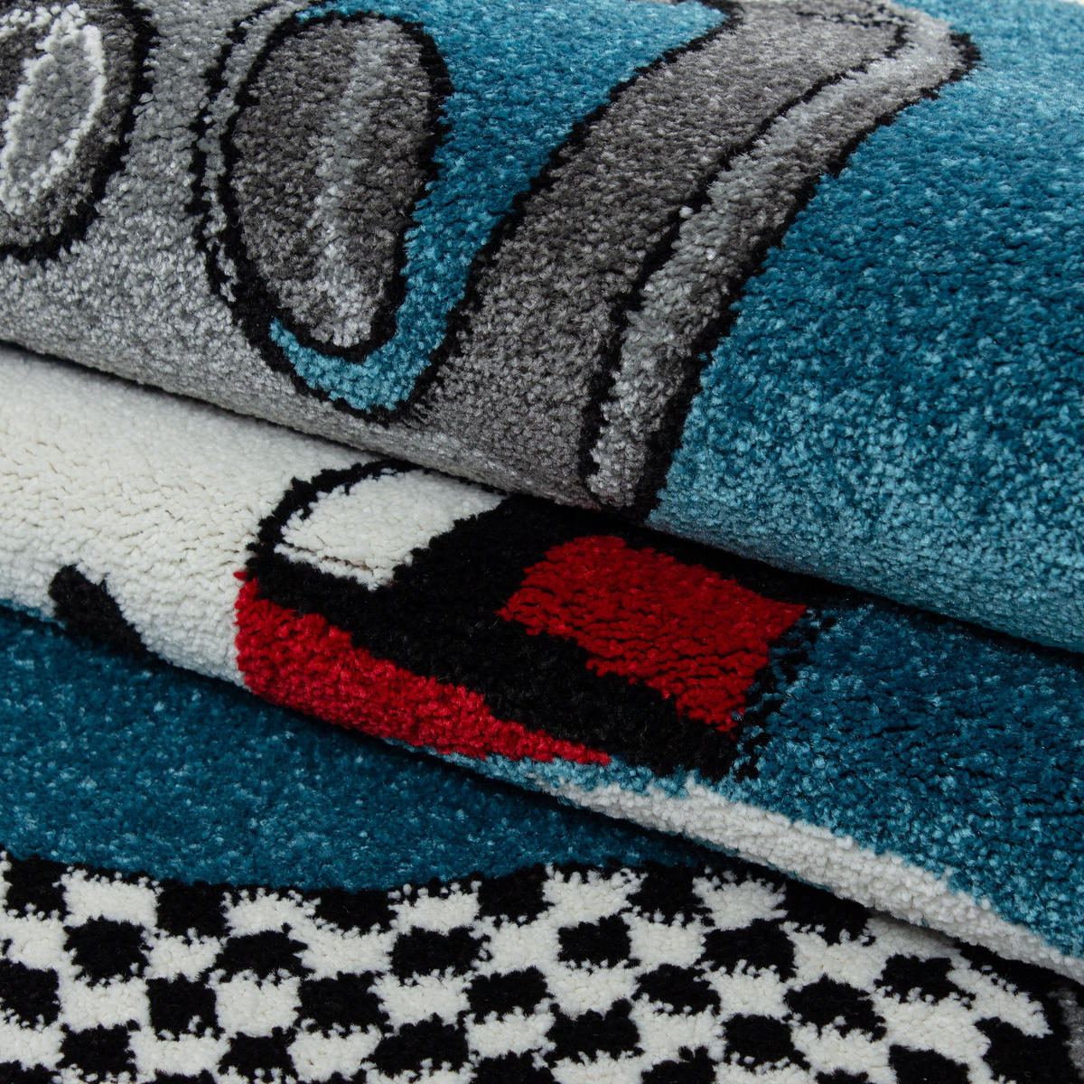 KINDERTEPPICH Rennwagen Polypropylen gewebt saugroboter Kurzflor Kinderzimmer Blau Rund 160x160 - Blau, Textil (160/160cm) - KADIMA DESIGN