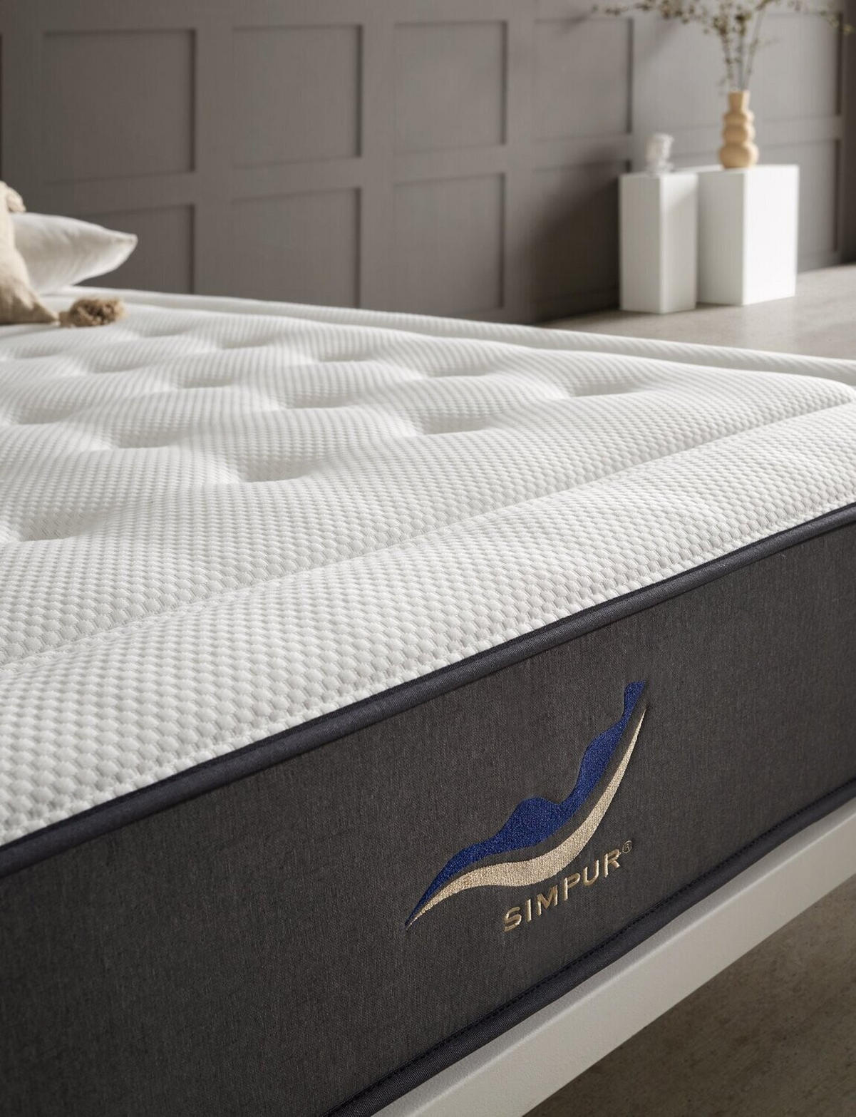 MATRATZE 200x200 PREMIUM HYBRID - Weiß, Textil (200/200cm) - Simpur