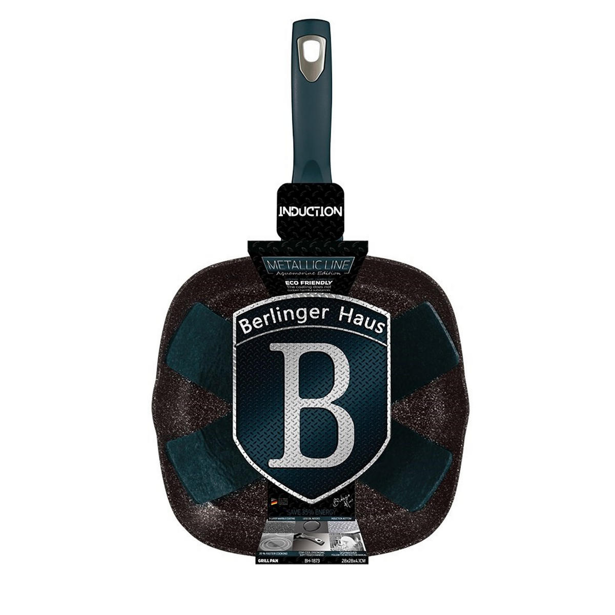 GRILLPFANNE Schwarz 28/28/5.5 cm BH1873 - Schwarz, Metall (28cm) - Berlinger Haus