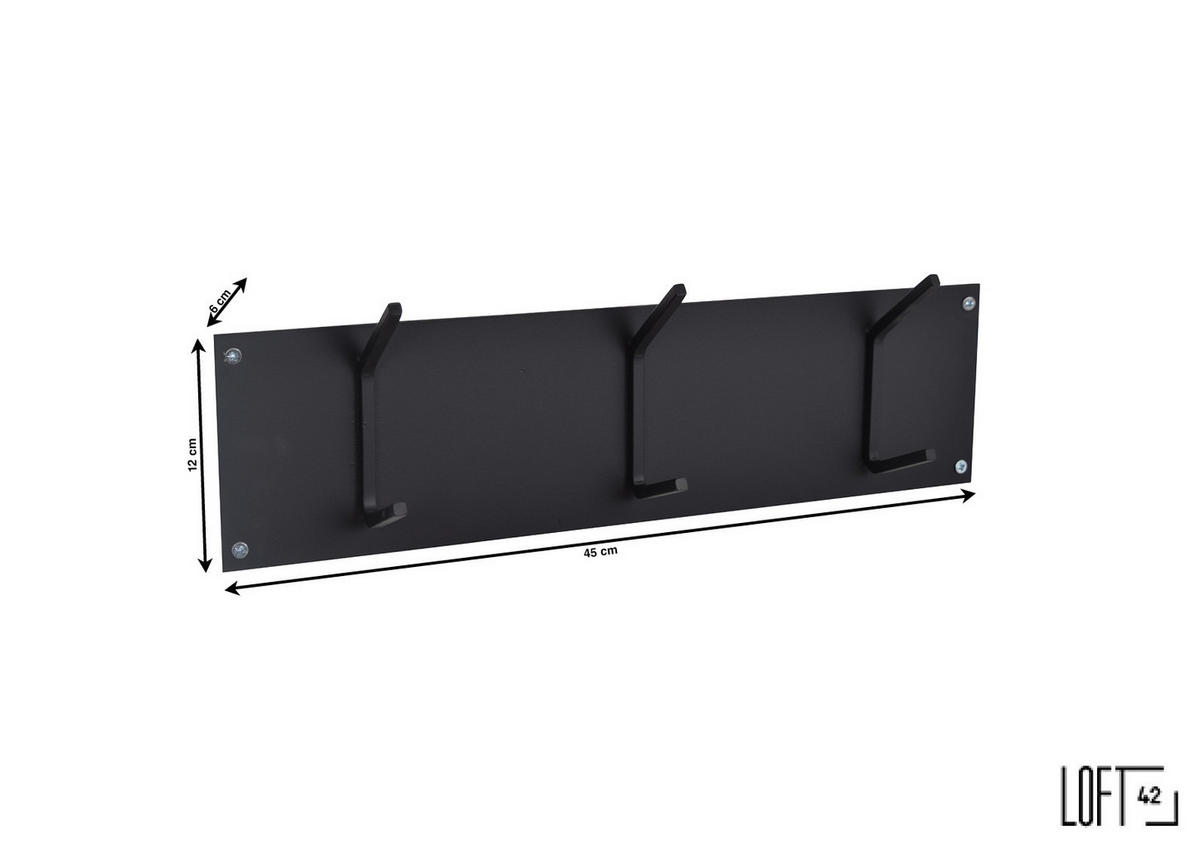 KLEIDERABLAGE Factory Schwarz - Schwarz, Metall (45/12/6cm) - LOFT42