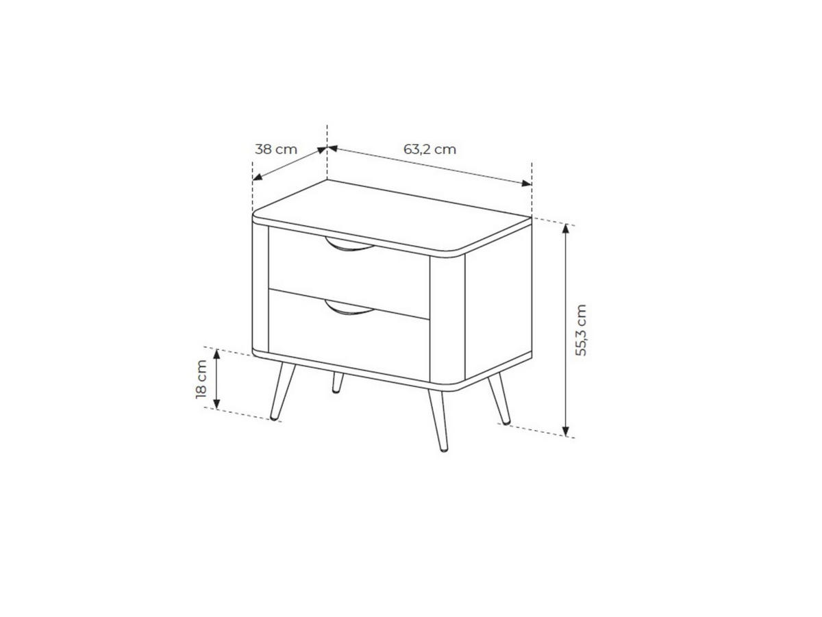 NACHTTISCH Arvis Eiche Dunin, mit Schubladen - Eichefarben/Schwarz, Holzwerkstoff (63/55/38cm) - Bettso