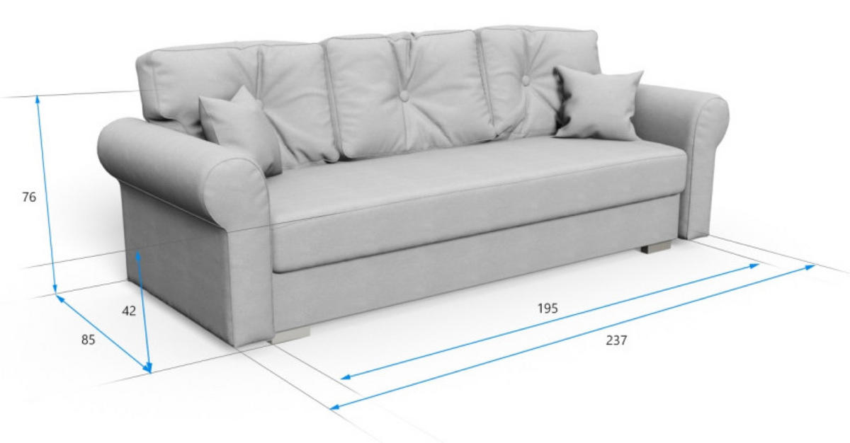 SOFA Grau TOP Mit Schlaffunktion - Grau, Naturmaterialen/Textil (237/76/85cm) - Sepro Meble