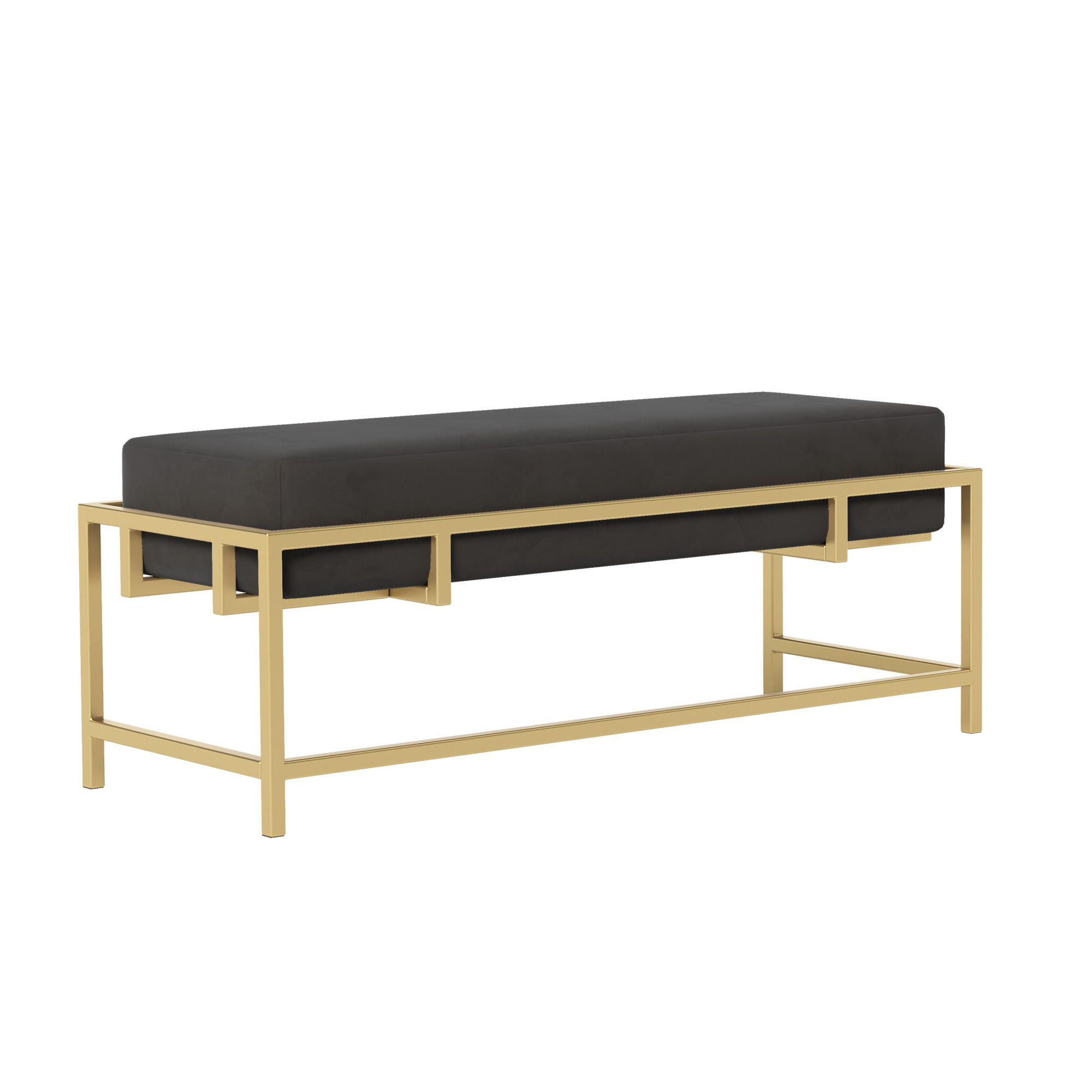 POLSTERBANK GLAM 100 cm Gold / Schwarz ,Metallgestell - Schwarz, Metall (100/45/35cm) - Idohome