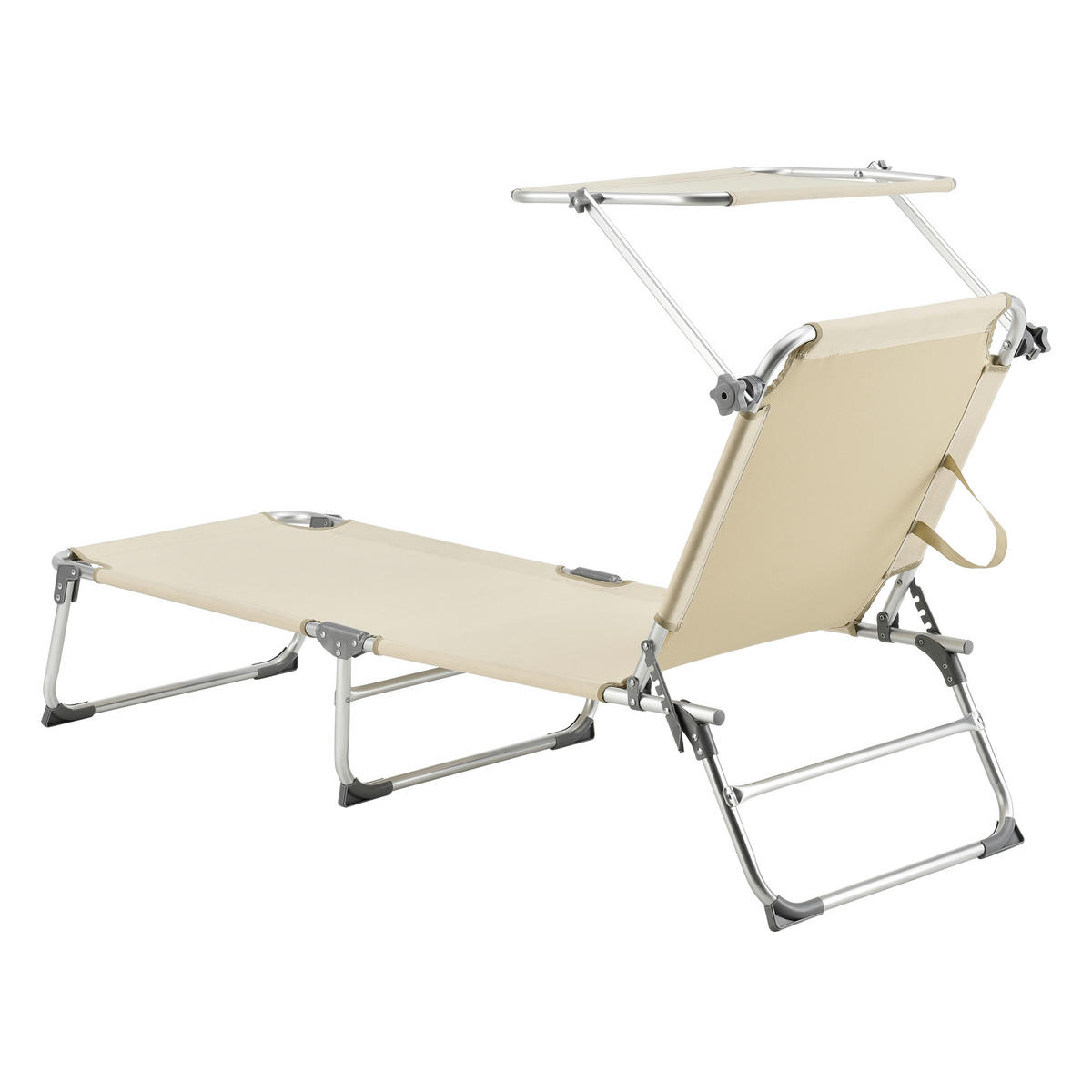 SONNENLIEGE Legorreta - Beige, Textil/Metall (189/28/57cm) - [en.casa]
