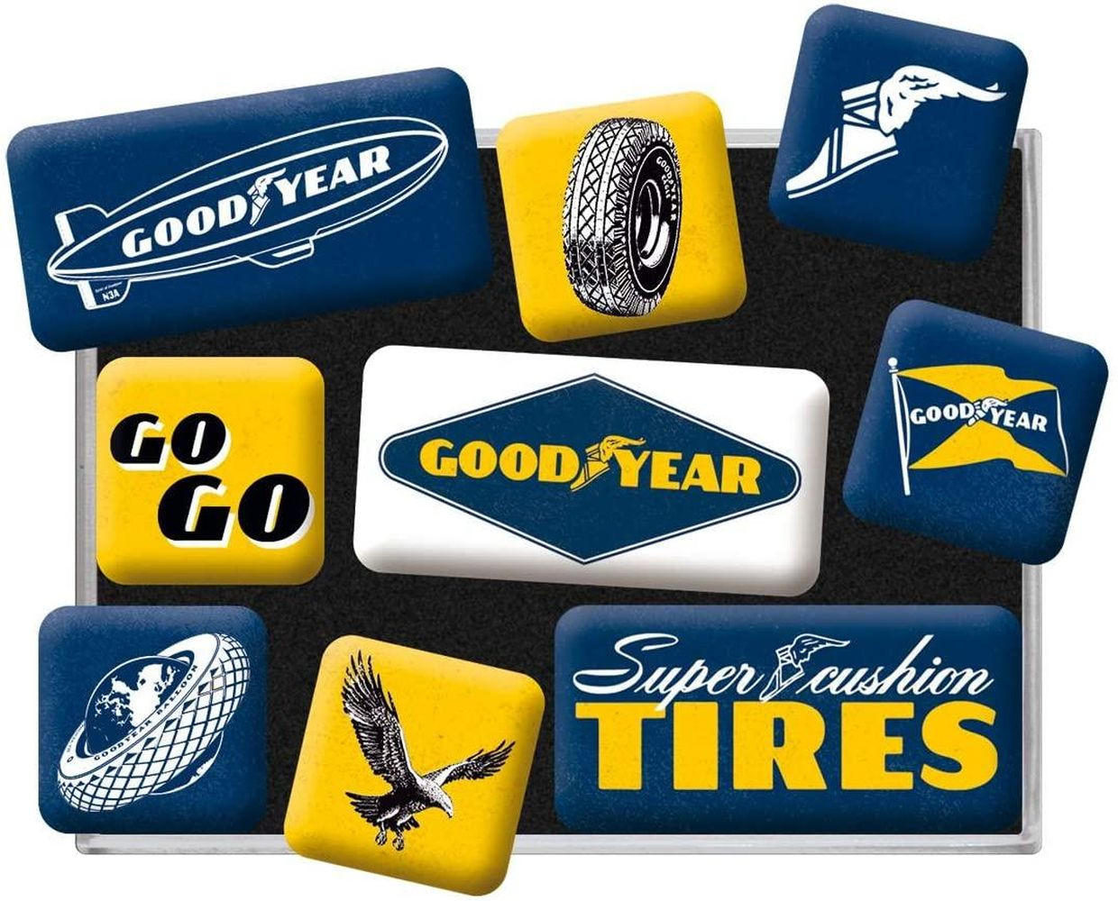 MAGNETSET 9-teilig Goodyear Logos - Multicolor, Metall (9/7/2cm) - Nostalgic-Art