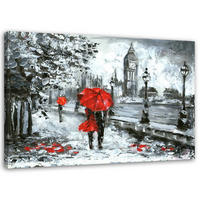 BILD Ein Spaziergang in London - Rot, Textil (90/60cm) - Feeby