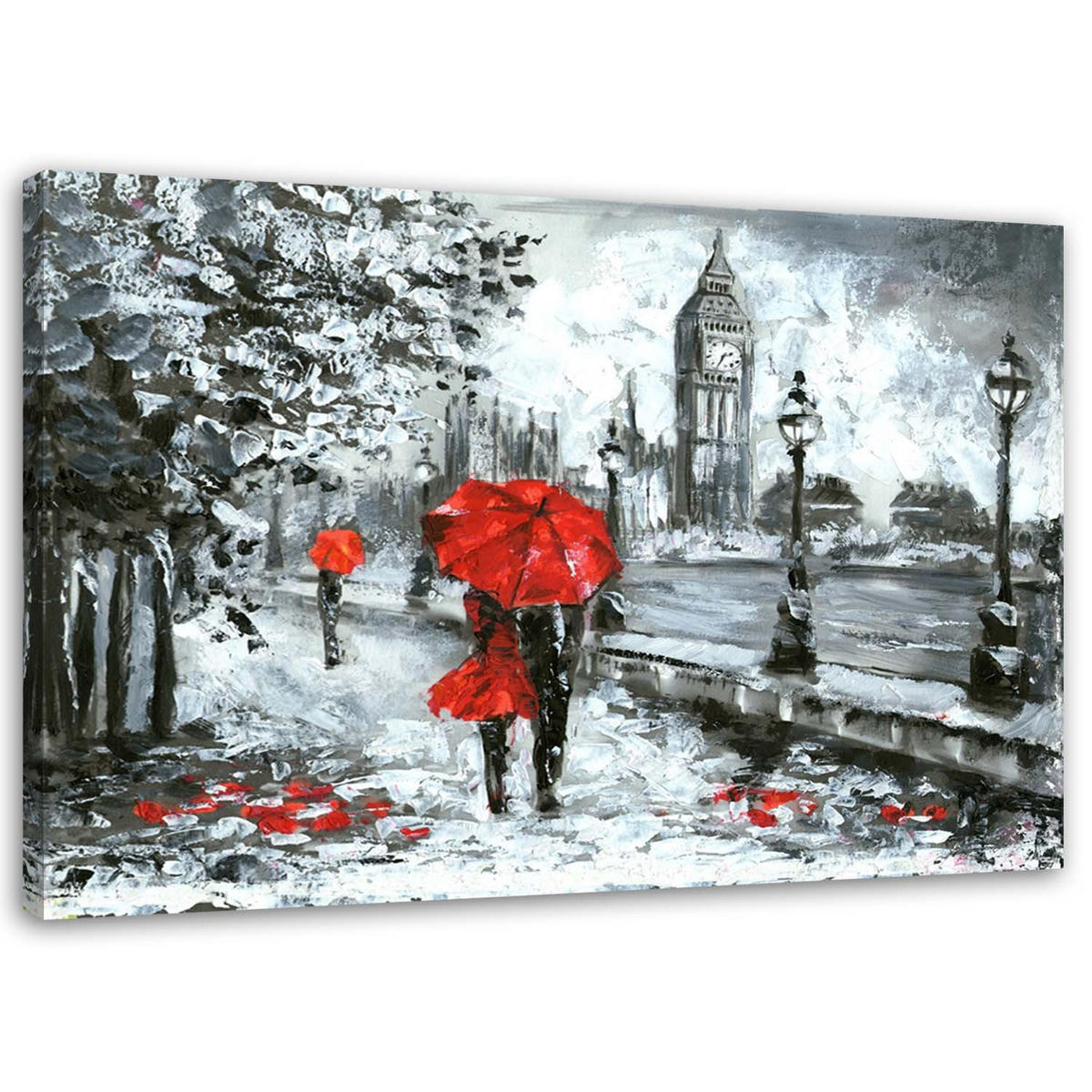 BILD Ein Spaziergang in London - Rot, Textil (90/60cm) - Feeby