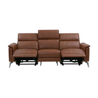 3-SITZER Sofa Borea Echtleder mit 2 x Relaxfunktion Cognacbraun - Cognac, Leder/Metall (220/102/98cm)