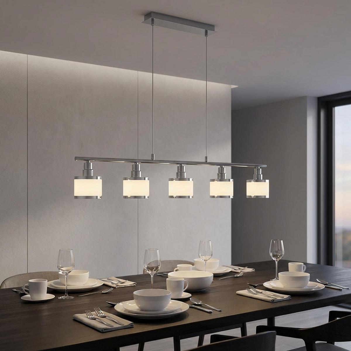 PENDELLEUCHTE Eisen Chrom, höhenverstellbar, 90 cm - Silberfarben, Metall (90/10/120cm)