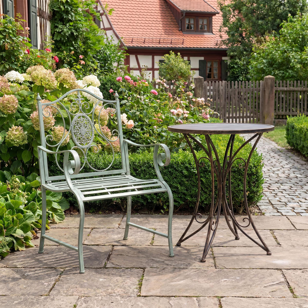 GARTENSTUHL Metall Antik-Grün - Grün, Metall (62/94/53cm) - CLP