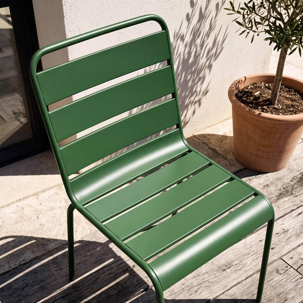 GARTENSTUHL, Waldgrün - Grün, Metall (42/83/53cm) - Oviala