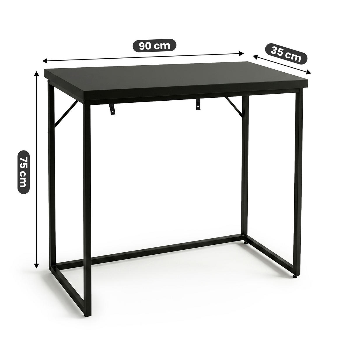 KONSOLENTISCH ORIGO 90 cm Schwarz - Schwarz, Holzwerkstoff (35/90/75cm) - Akord