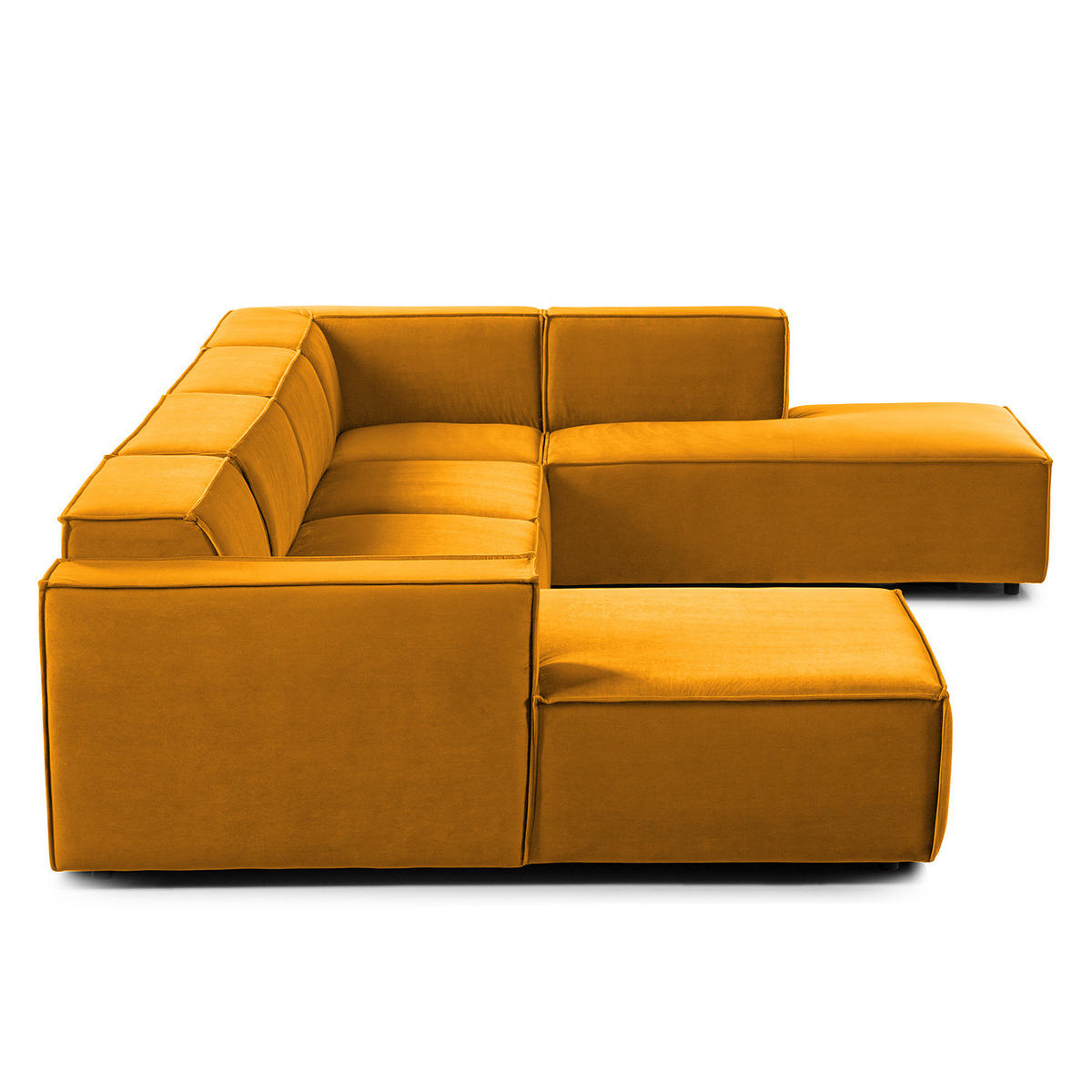 WOHNLANDSCHAFT mit Longchair & Ottomane - Gelb/Schwarz, Kunststoff/Textil (369/70/234cm) - home24