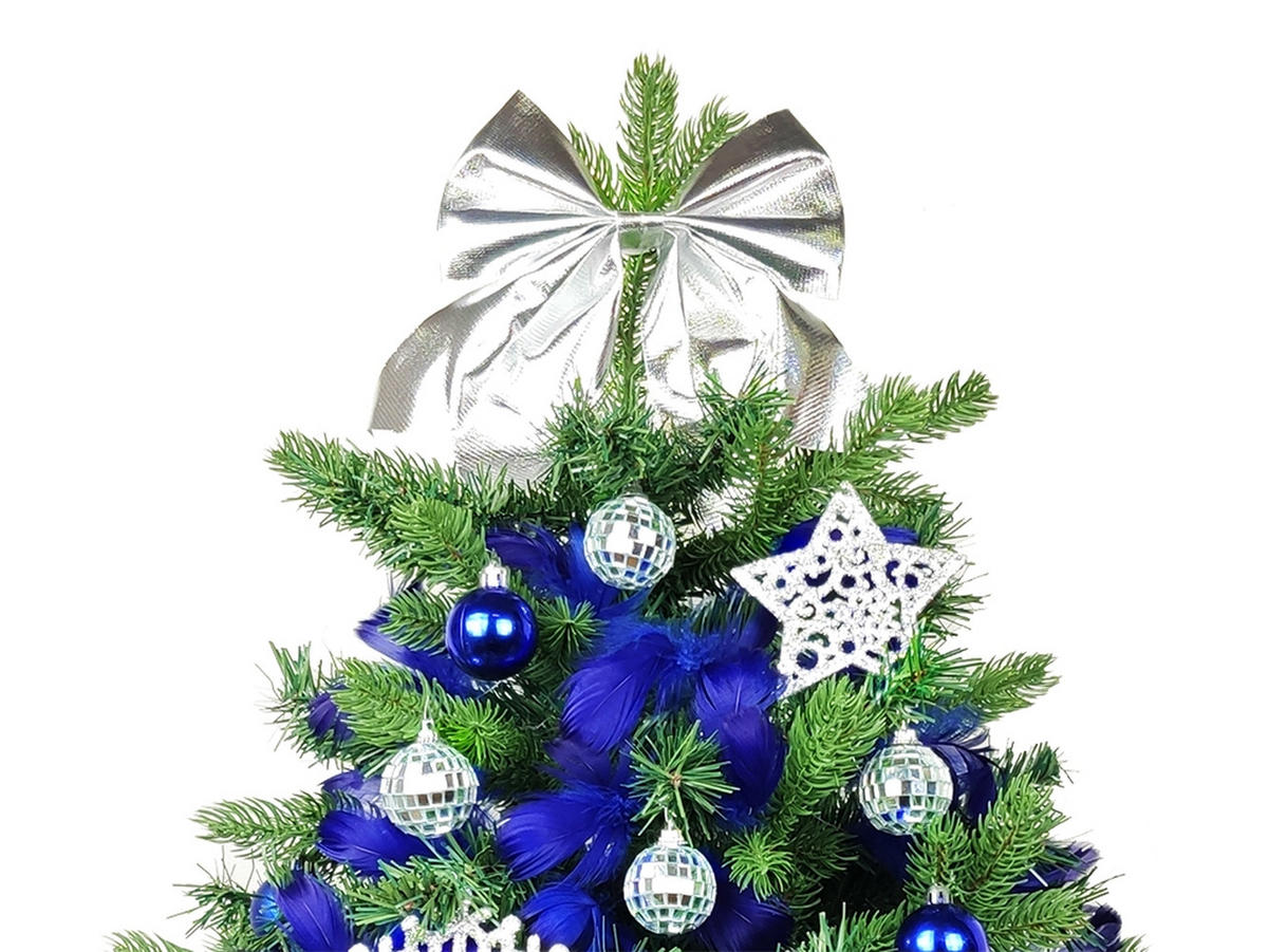 LAALU WEIHNACHTSBAUM geschmückt künstlich VECERNICE 60 cm mit LED-BELEUCHTUNG IM TOPF - Blau/Silberfarben, Kunststoff (60cm) - LAALU