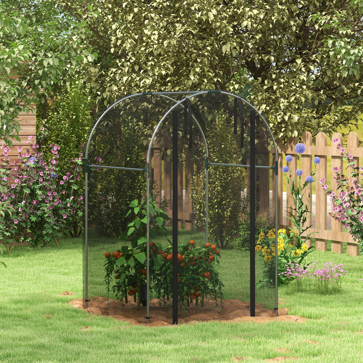 INSEKTENSCHUTZNETZ, für Garten, Balkon, HDPE, Schwarz - Schwarz, Metall (120/188/120cm) - Outsunny
