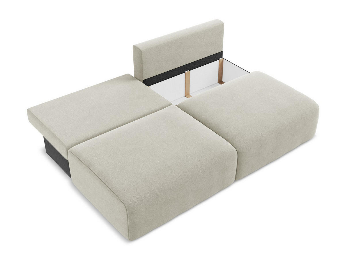 3-SITZER SOFA mit Schlaffunktion Strukturstoff Stoff Beige - Beige/Creme, Kunststoff/Textil (216/79/102cm) - Makamii