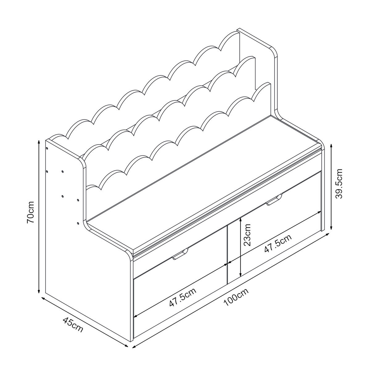 KINDERSITZBANK Vestnes - Hellrosa/Weiß, Holzwerkstoff (100/70/45cm) - [en.casa]