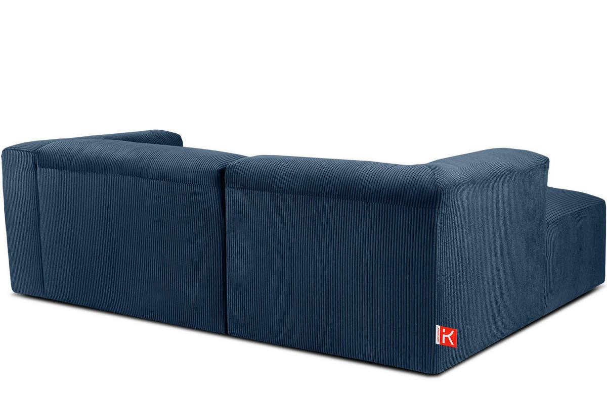 ECKMODULSOFA-LINKS BUFFO 3/4 Sitzer mit extrem weicher Sitzfläche, Kordstoff, marineblau - Blau/Grün, Textil (237/180cm) - KONSIMO®