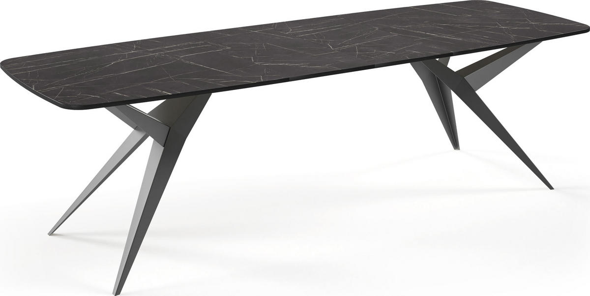 ESSTISCH Trax ausziehbar rechteckig oval, Marmor Schwarz 180-260/90/76 - Anthrazit/Schwarz, Holzwerkstoff/Metall (180/90/76cm) - WFL GROUP