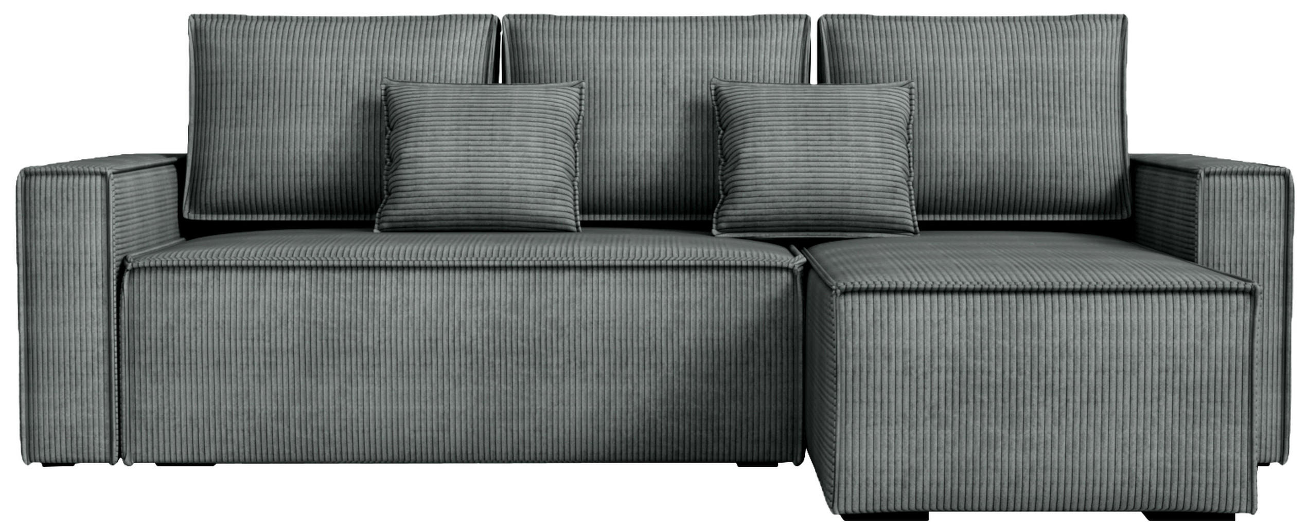 ECKSOFA Dexter mit Schlaffunktion Grau Cord - Grau, Textil (238/141cm) - Bromarkt