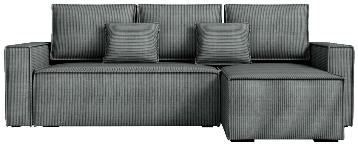ECKSOFA Dexter mit Schlaffunktion Grau Cord - Grau, Textil (238/141cm) - Bromarkt